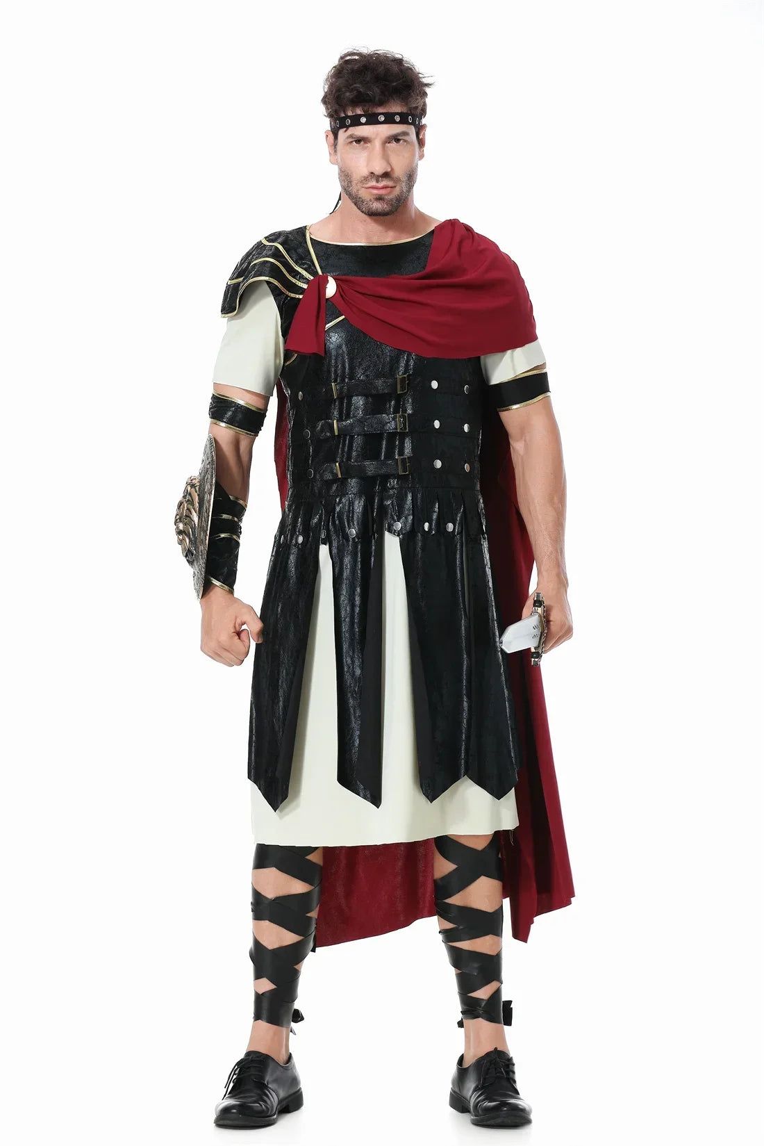 Costum bărbătesc de războinic roman pentru Halloween, cosplay de carnaval, pelerină de gladiator