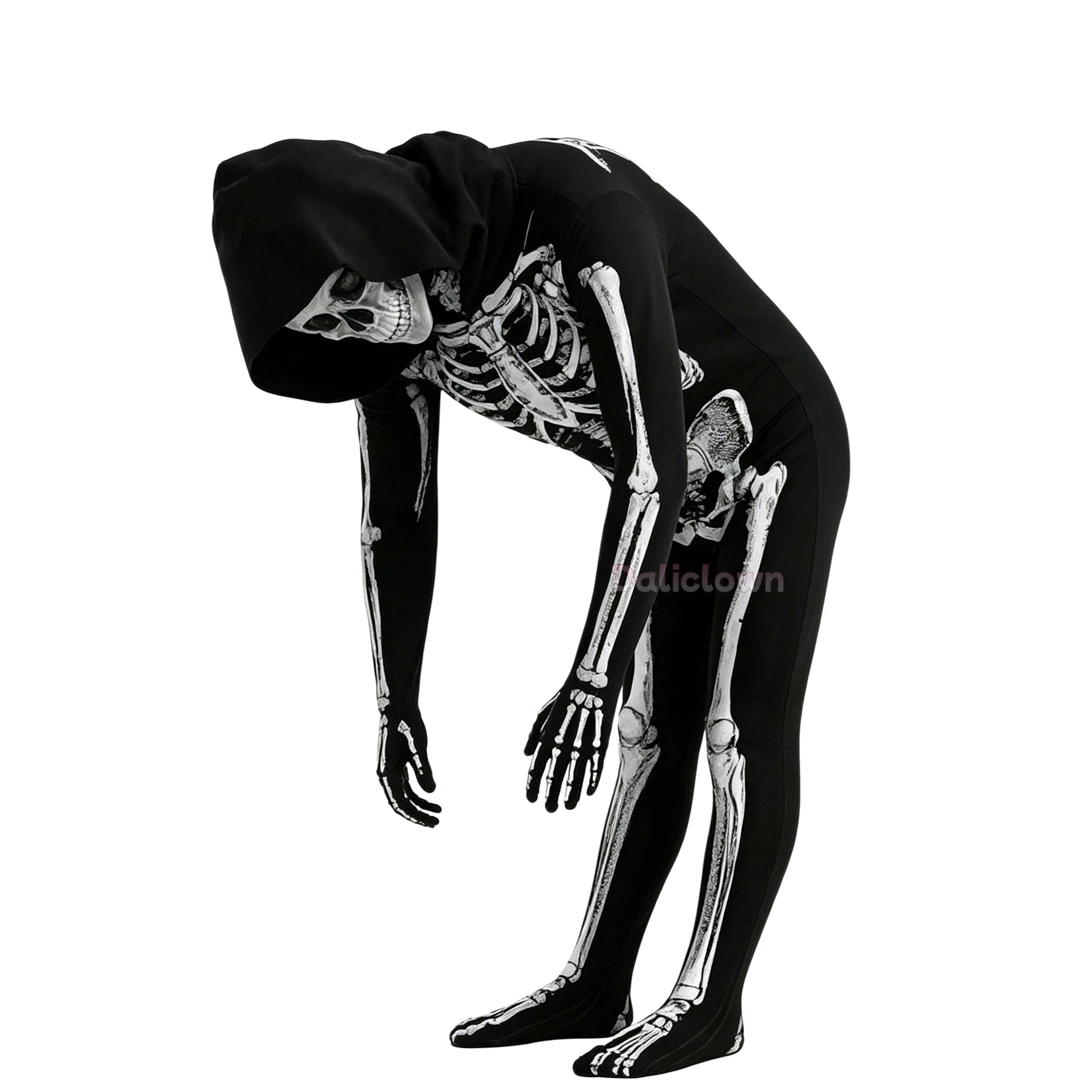Boy Girl Skeleton Hooded Jumpsuit Halloween Scary Cosplay