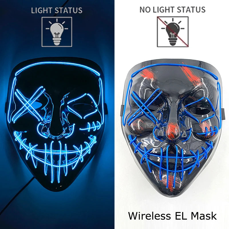 Máscara de LED luminosa Mixte para Halloween, cosplay assustador, festa e noite adulta