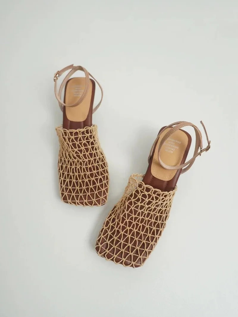 Sandales À Talons Et Maille Tressée