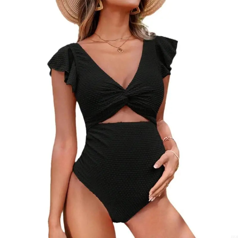 Bañador de maternidad para mujer, conjunto de dos piezas con volantes para nadar.
