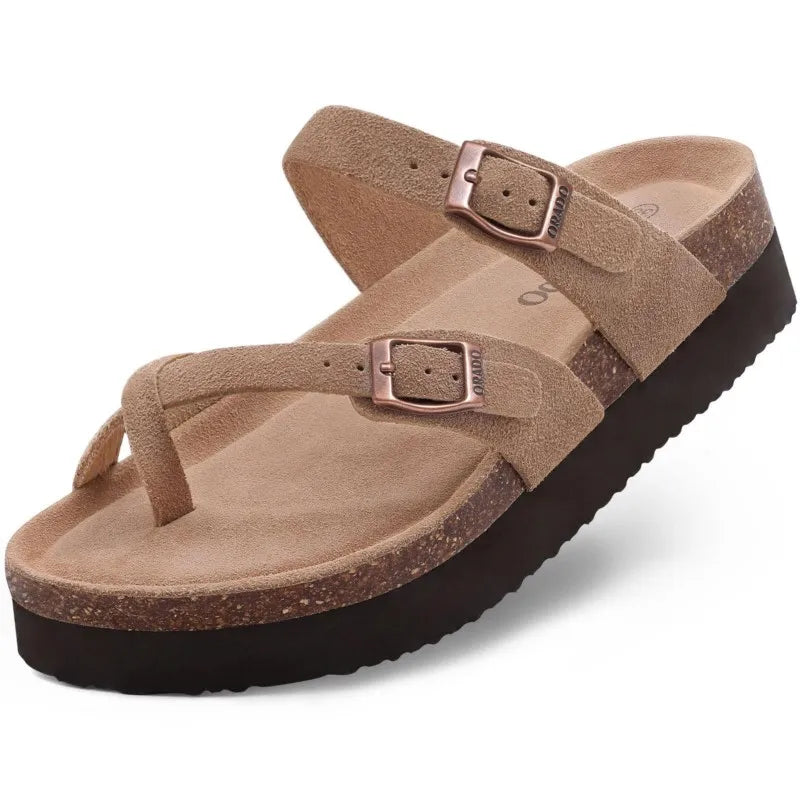 Sandales Plates Femme En Daim
