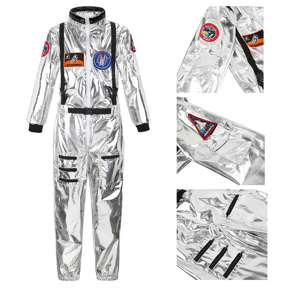 Macacão de astronauta para cosplay de Halloween, fantasia para casal adulto
