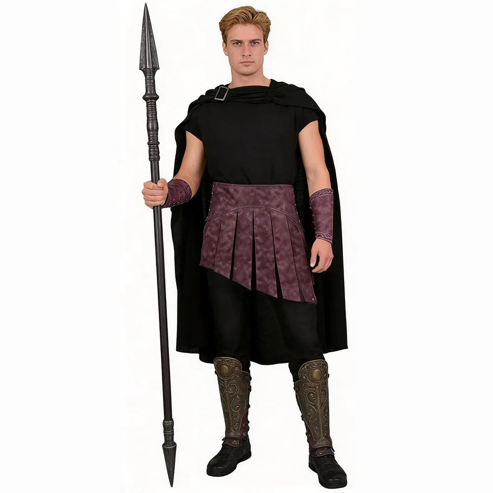 Capa e Perneiras de Cosplay de Guerreiro Grego para Homem – Halloween e Carnaval