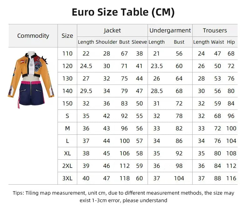 Femme Ensemble Veste Courte Short Cosplay Halloween Coloré Bijoux Party