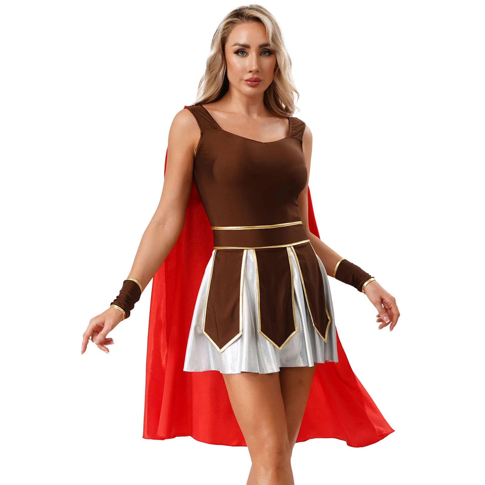 Dámský spartský válečnický kostým na Halloween, cosplay plášť s nátepníky pro dospělé