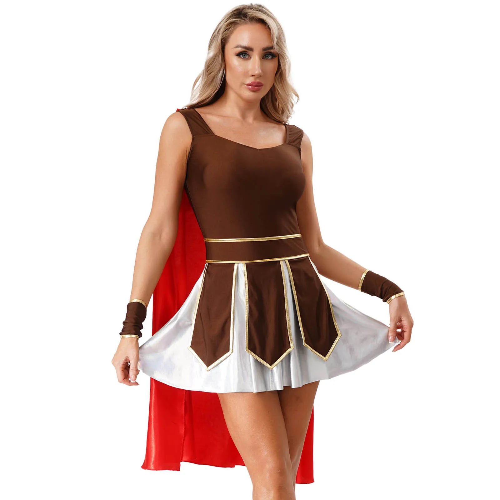 Dámský spartský válečnický kostým na Halloween, cosplay plášť s nátepníky pro dospělé