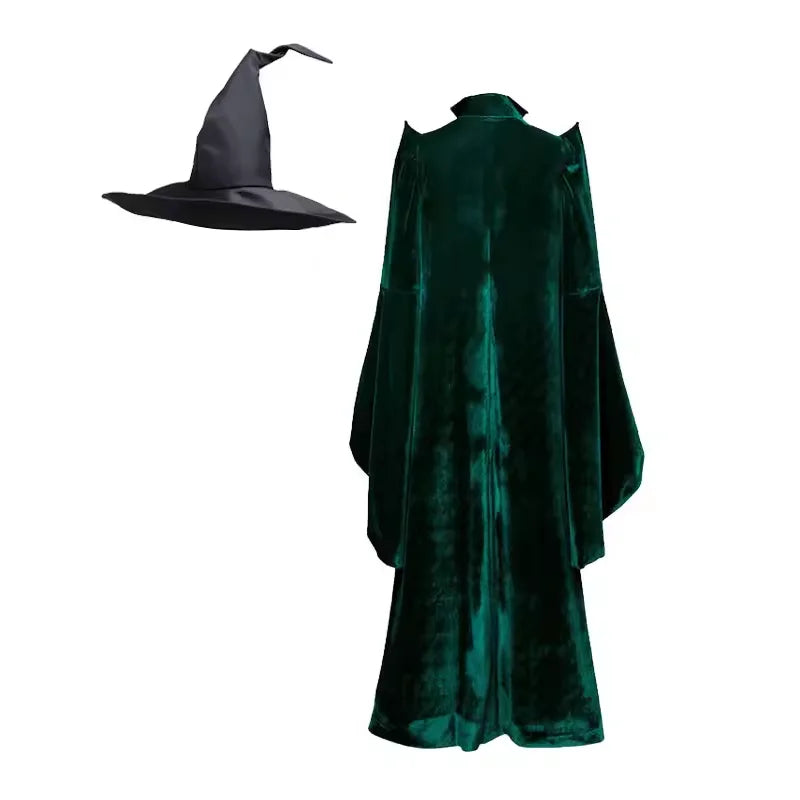 Mixte Robe Longue Professeure Sorcière Halloween Cosplay École Magie Adulte