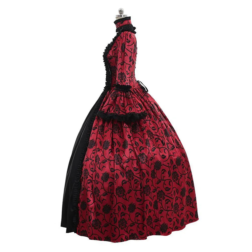 Rochie lungă gotică pentru femei, cosplay de Halloween, regină medievală, bal mascat