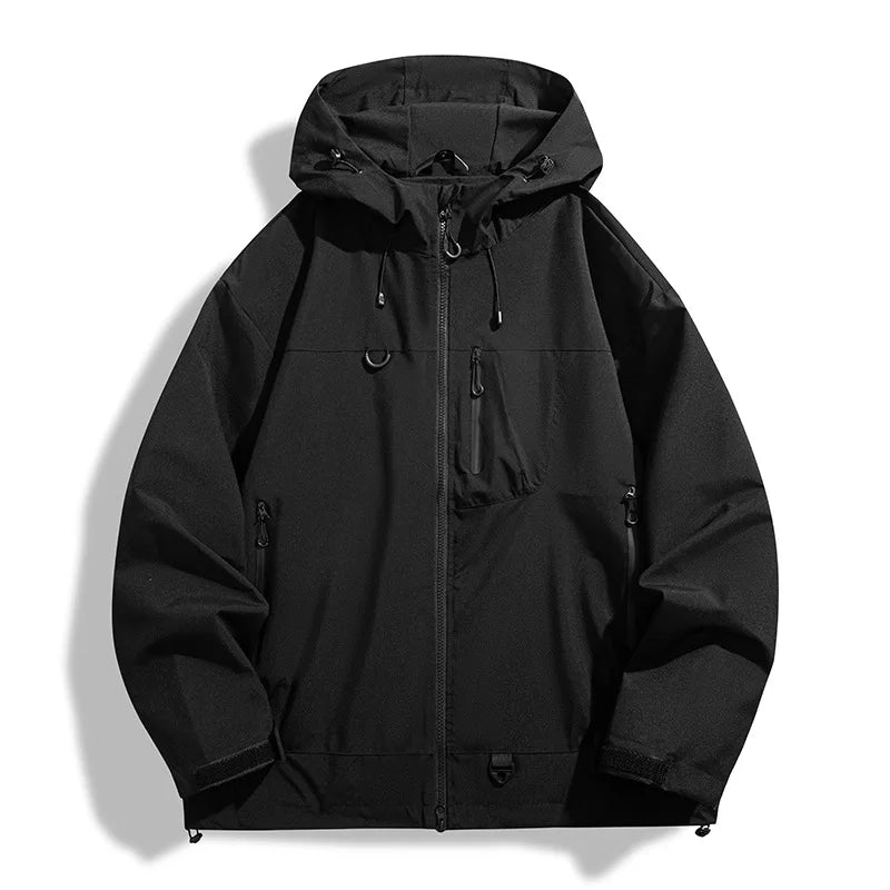 Homme Veste Imperméable Extérieur Capuche Zippée Confortable Protection Pluie