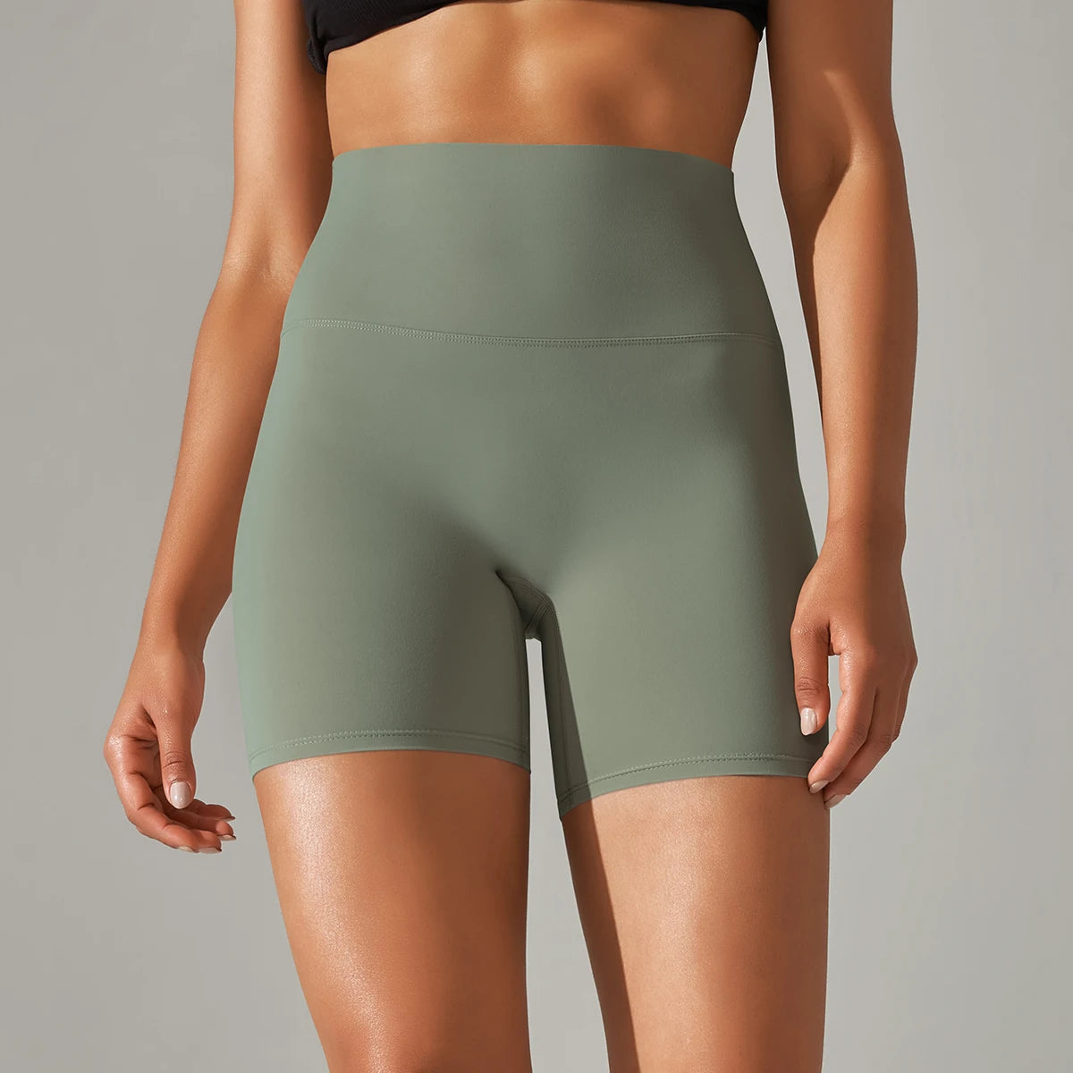 Shorts esportivos femininos de cintura alta