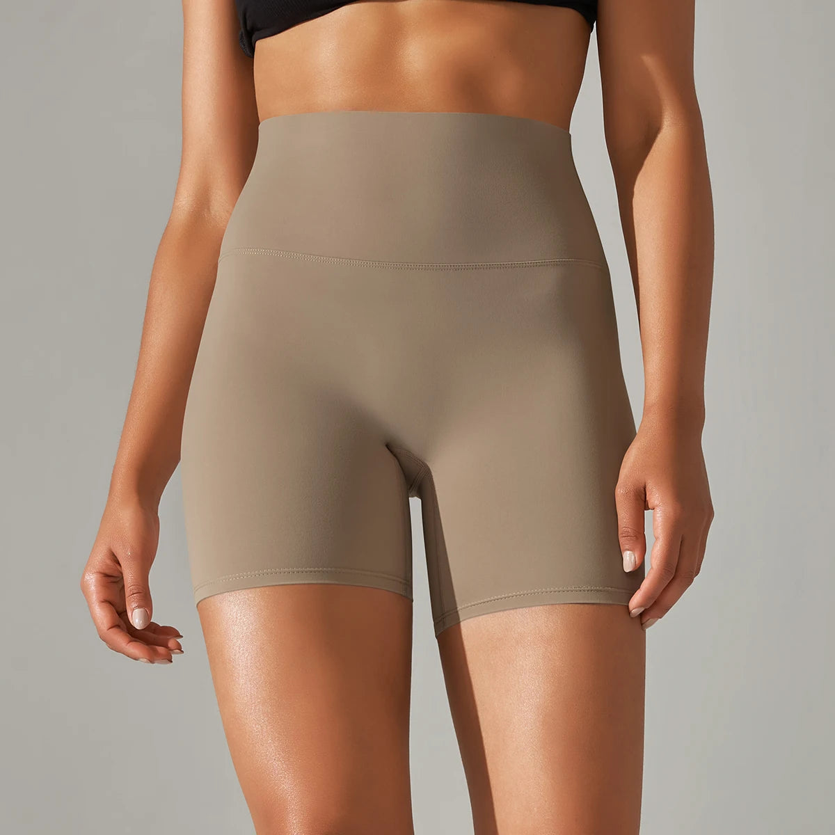 Shorts esportivos femininos de cintura alta