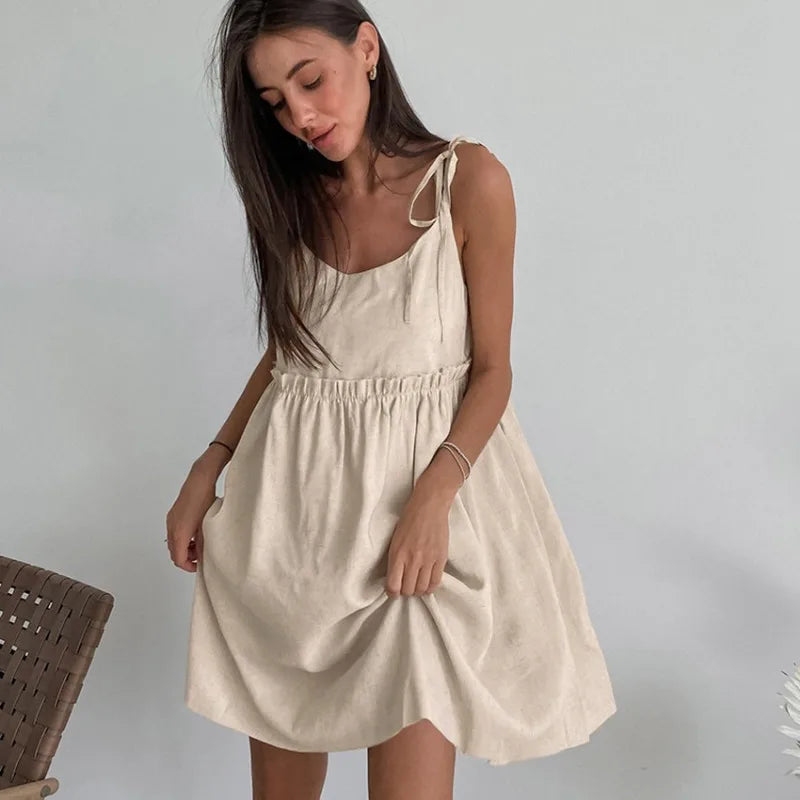 Robe d'été en mélange coton lin