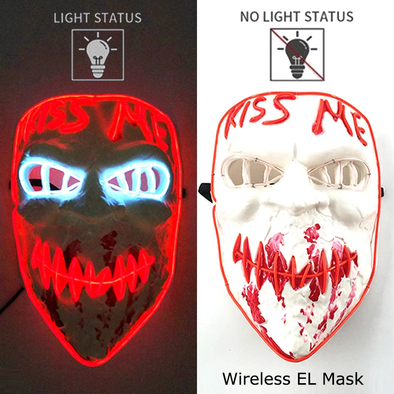 Máscara de LED luminosa Mixte para Halloween, cosplay assustador, festa e noite adulta