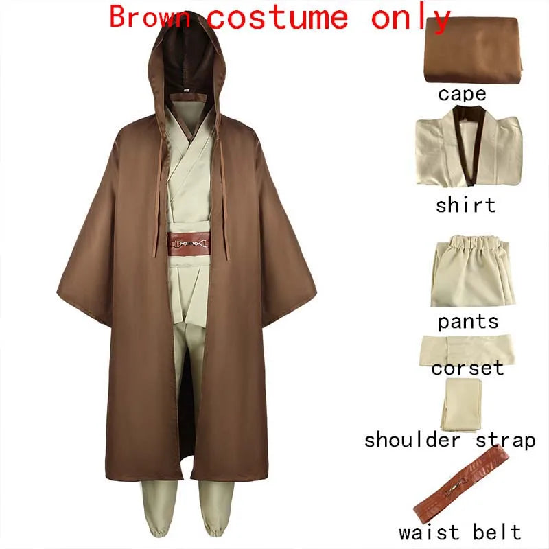 Pánský kostým rytířského mnicha, plášť s kapucí, halloweenská cosplay tunika pro dospělé