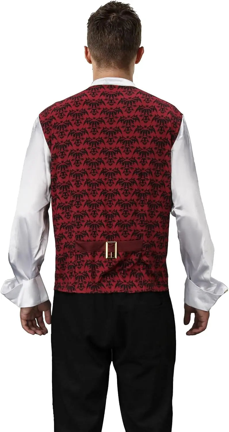 Fantasia masculina de vampiro gótico para Halloween, capa longa e camisa para adulto