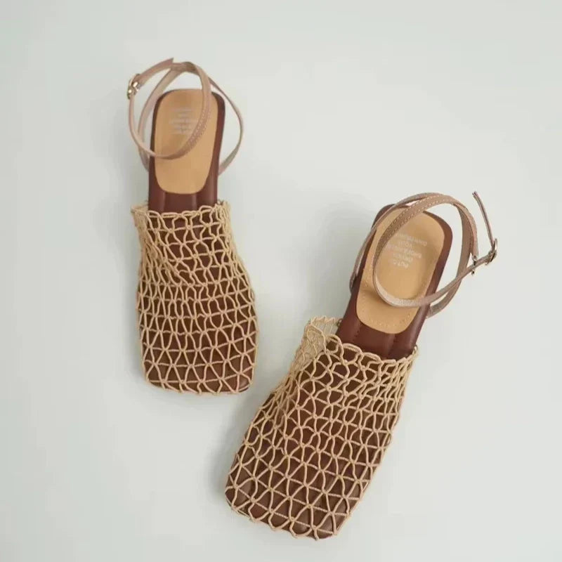 Sandales À Talons Et Maille Tressée