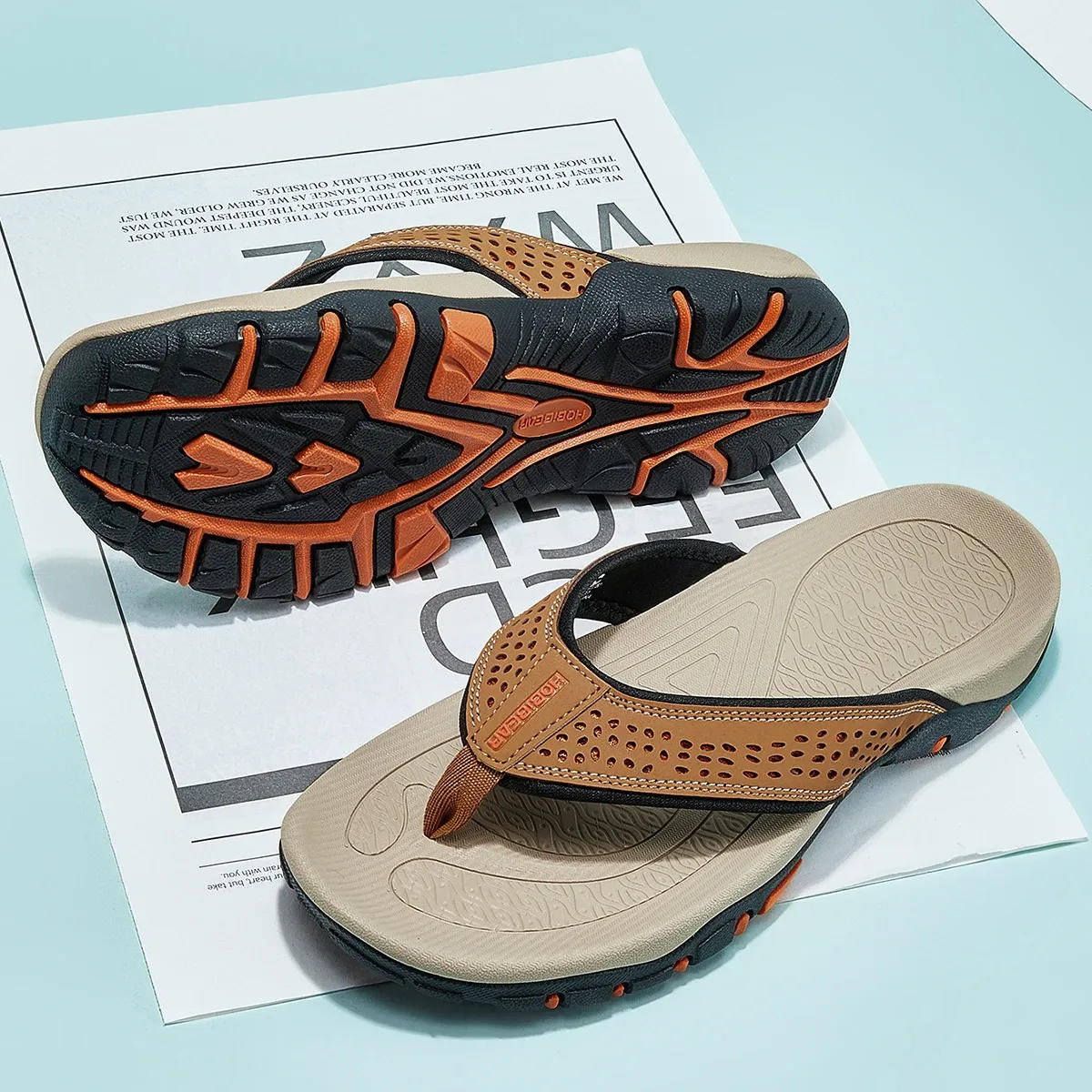 Tongs de Sport en Nubuck Synthétique avec Soutien de la Voûte Plantaire pour Homme