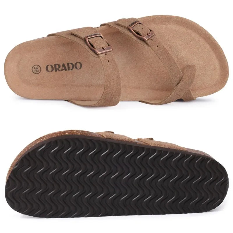 Sandales Plates Femme En Daim