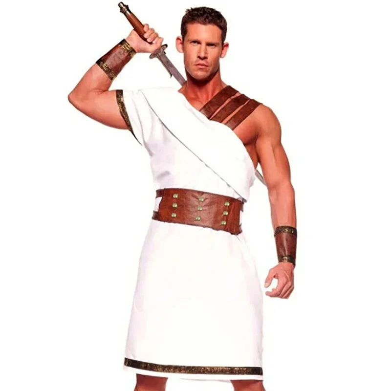 Fantasia Masculina Feminina de Guerreiro Grego Antigo para Halloween, Cosplay e Carnaval