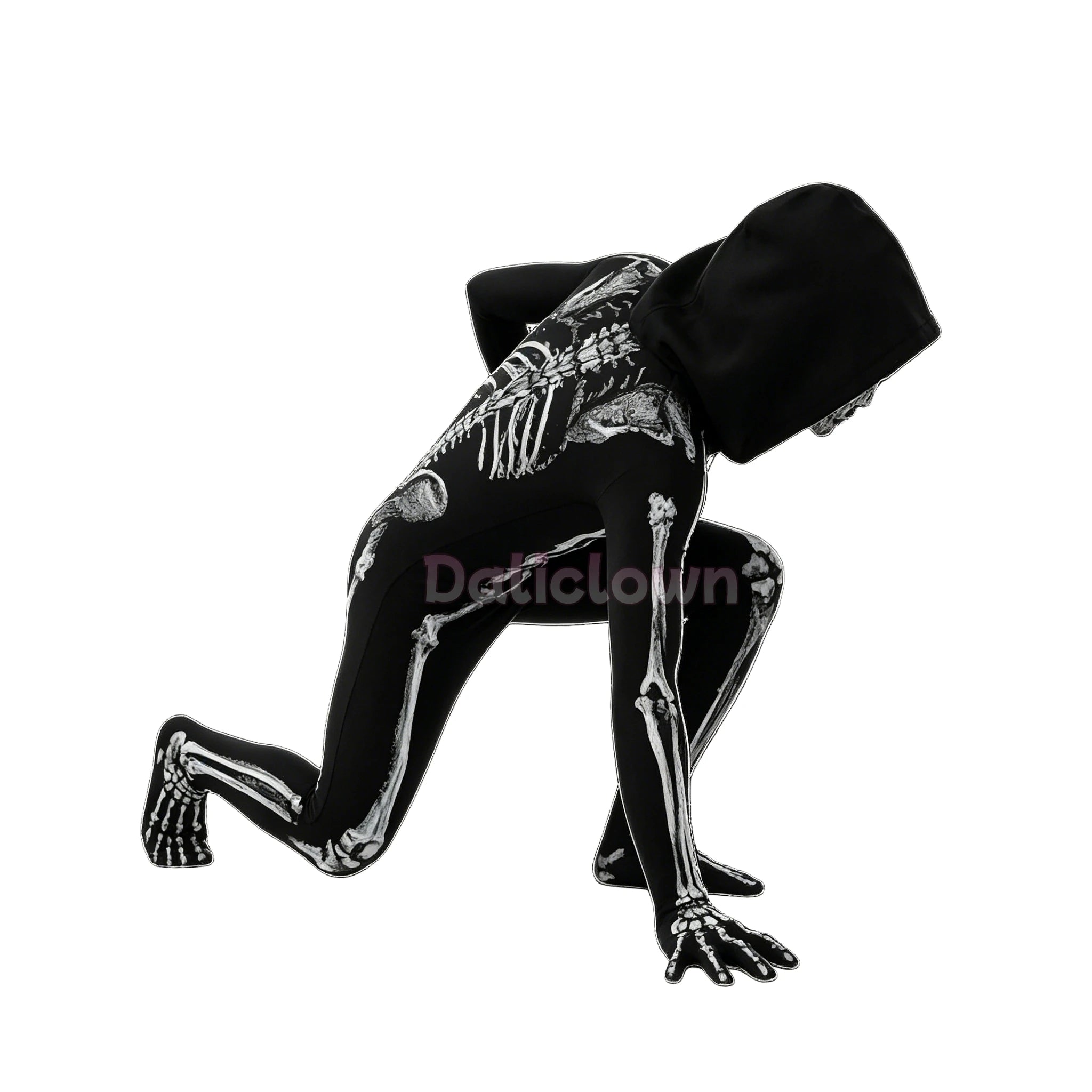 Boy Girl Skeleton Hooded Jumpsuit Halloween Scary Cosplay
