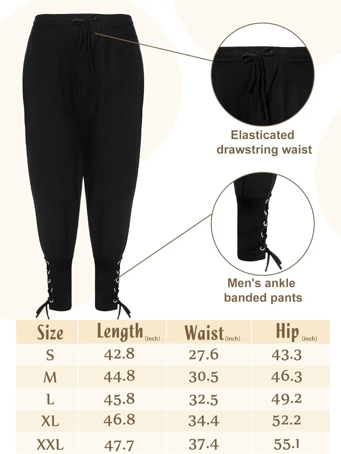 Conjunto masculino medieval de camisa e calça para cosplay de Halloween, com cinto viking