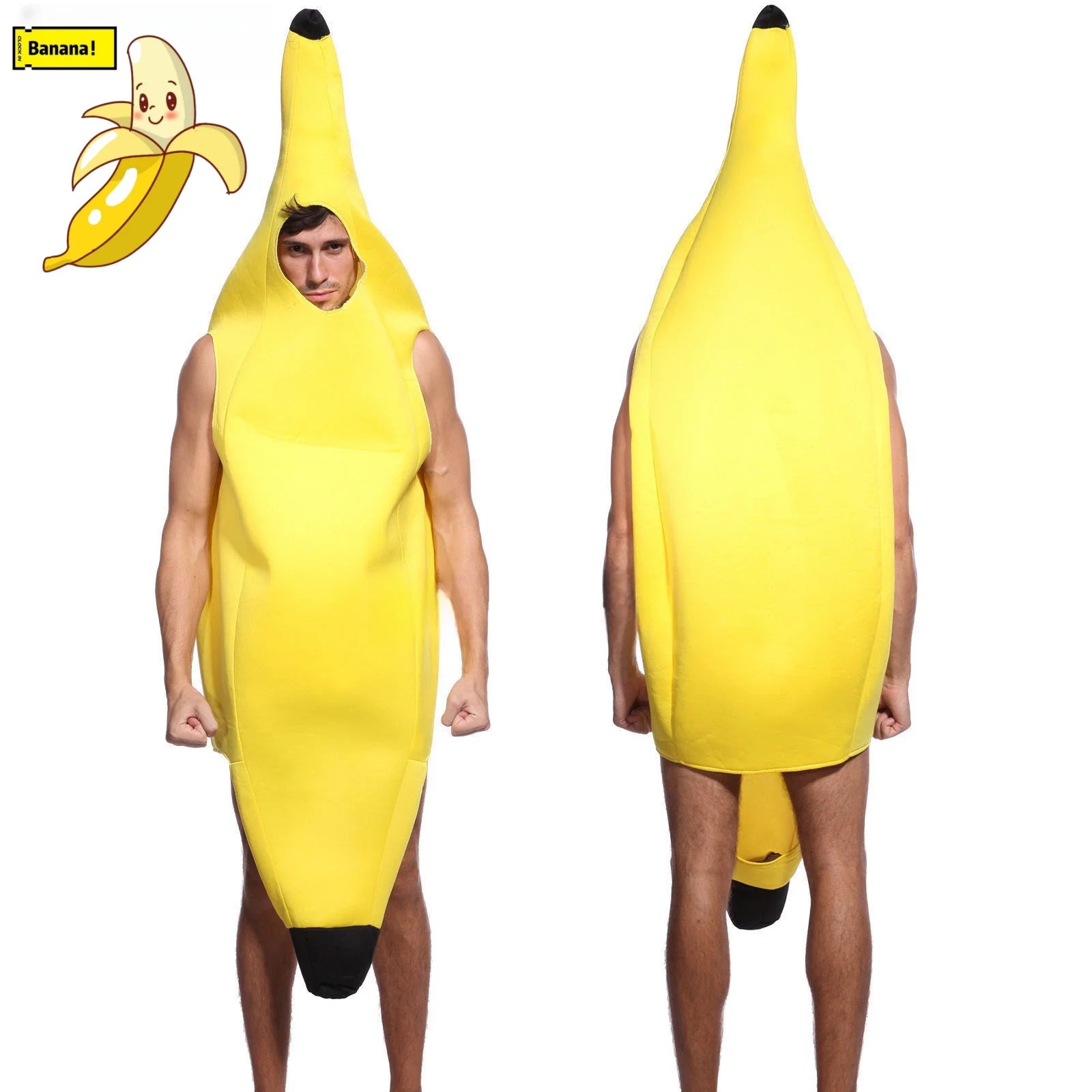 Halloween-kostume af banan til cosplay, karneval og udklædningsfest