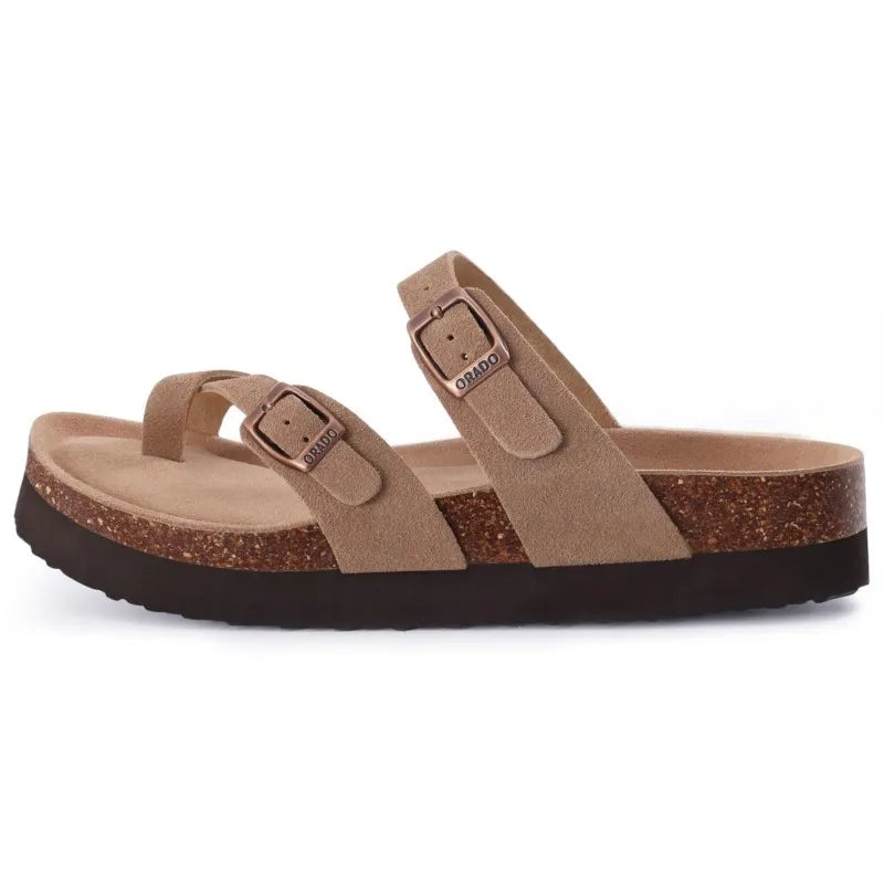 Sandales Plates Femme En Daim