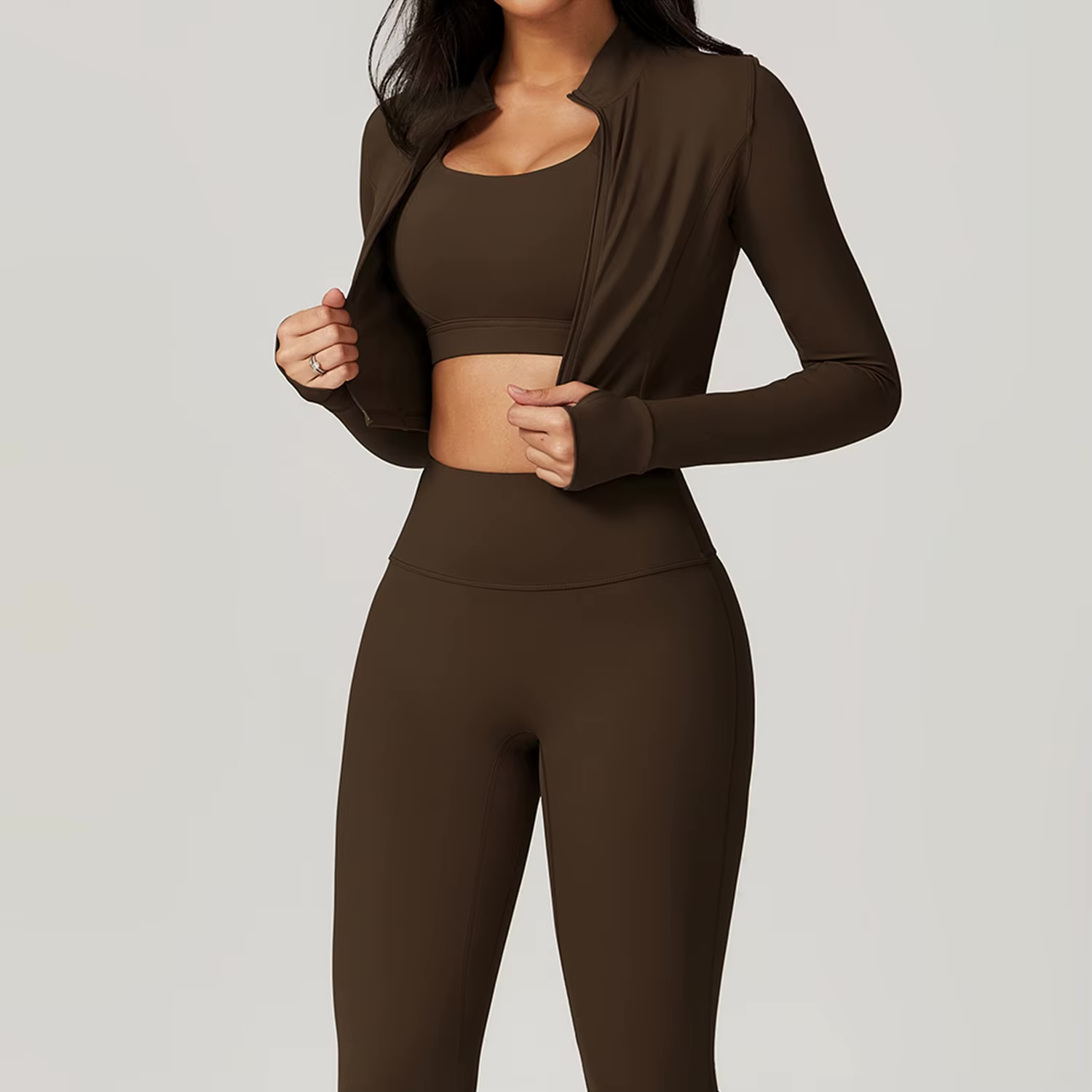 Ensemble de Yoga sans Couture avec Legging Taille Haute et Brassière pour Femme