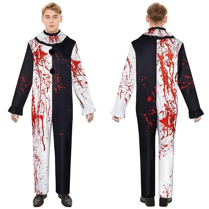 Homme Femme Costume Clown Sanglant Halloween Cosplay Horreur Carnaval