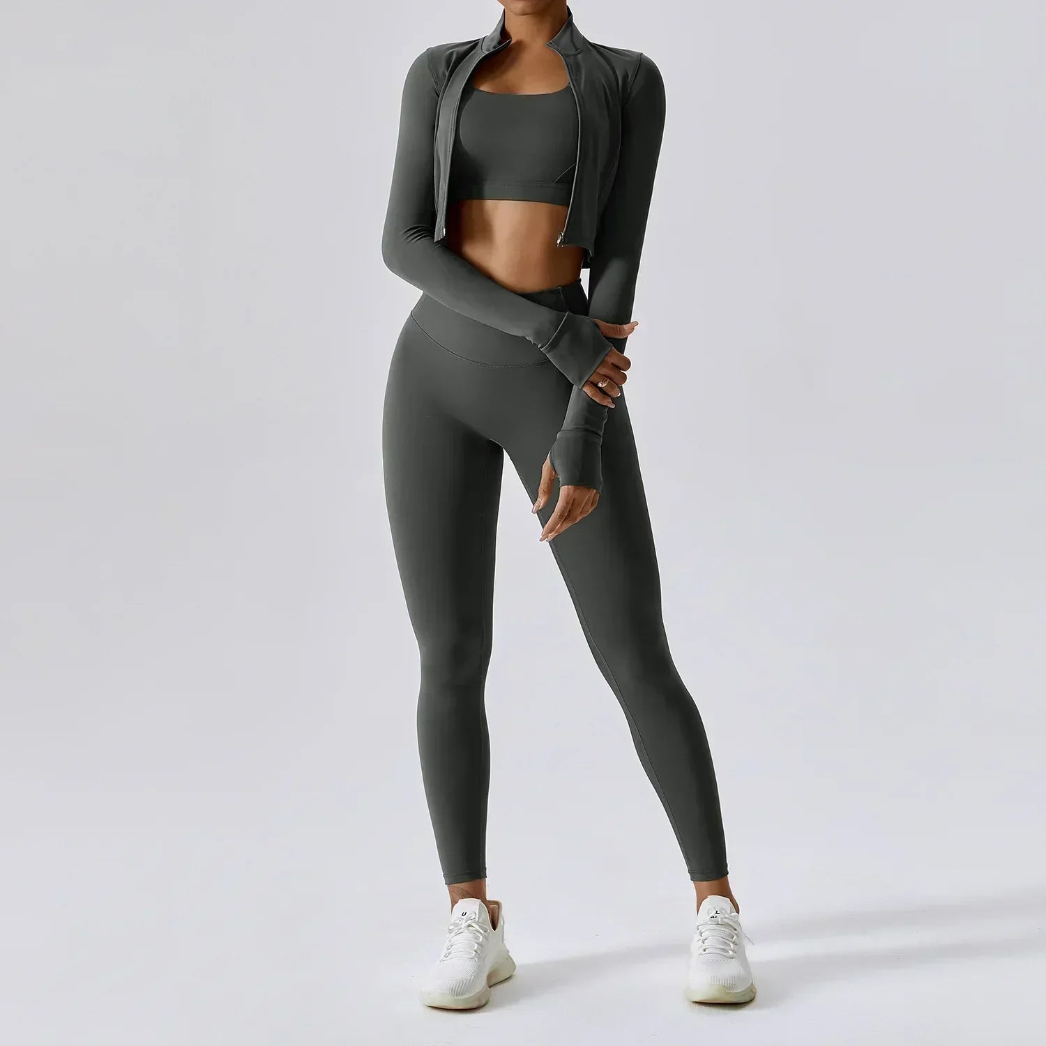 Ensemble de Yoga sans Couture avec Legging Taille Haute et Brassière pour Femme