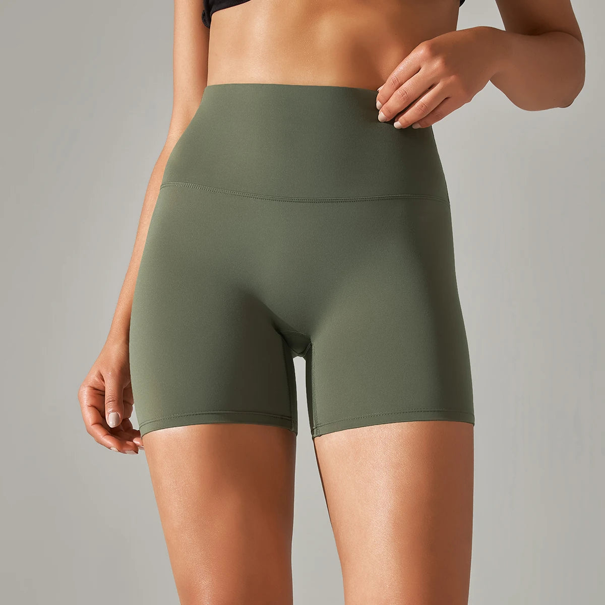 Shorts esportivos femininos de cintura alta