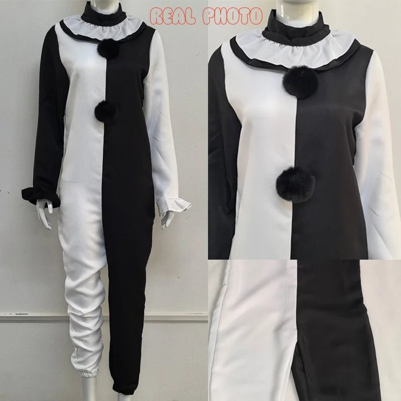 Costum mixt de clovn înfricoșător pentru Halloween, cosplay, cu mască, pentru adulți