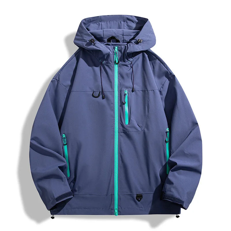 Homme Veste Imperméable Extérieur Capuche Zippée Confortable Protection Pluie