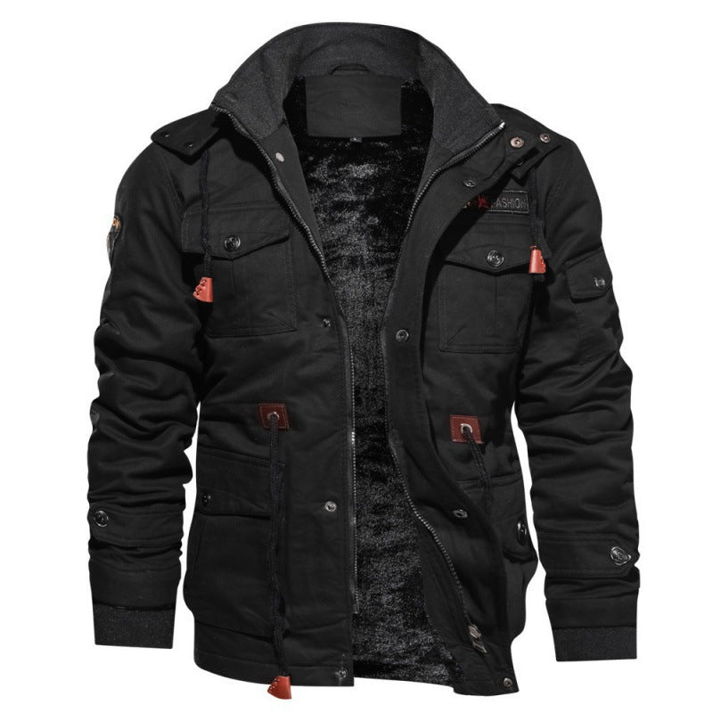 Hombre Chaqueta Polar Impermeable Noche Cuello Alto Detalles Metálicos