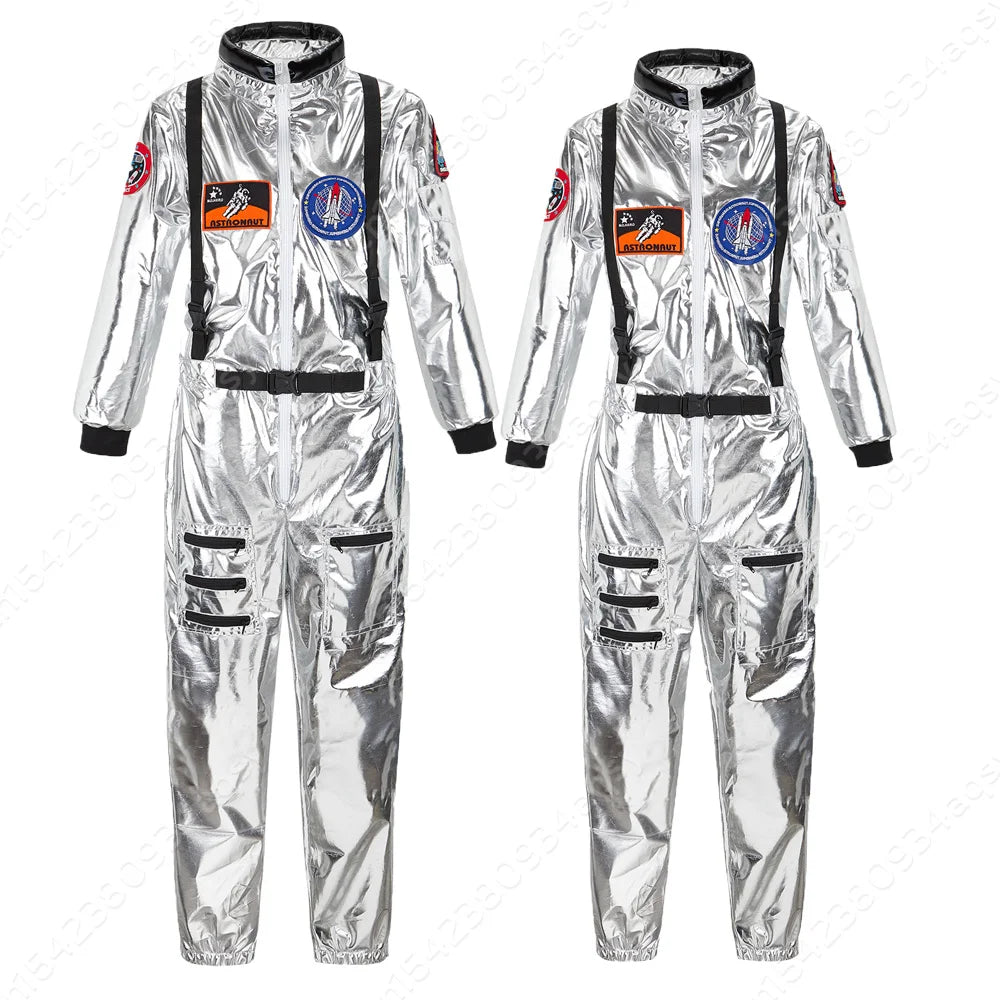 Macacão de astronauta para cosplay de Halloween, fantasia para casal adulto