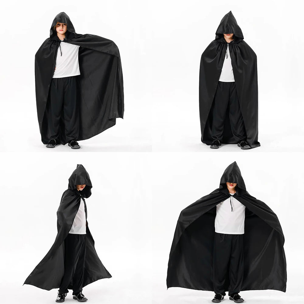 Unisex lang kappe med hætte, Halloween-heks, cosplay-kostume til fest
