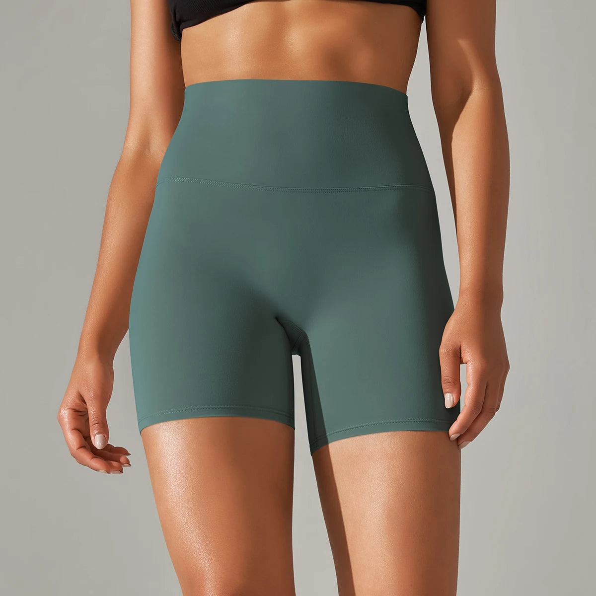 Shorts esportivos femininos de cintura alta