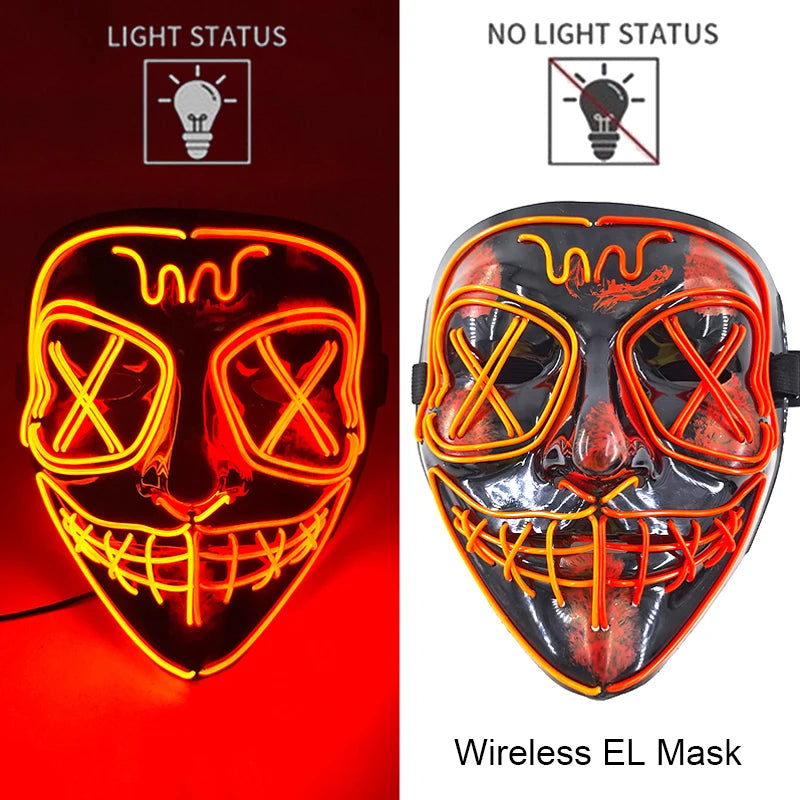 Máscara de LED luminosa Mixte para Halloween, cosplay assustador, festa e noite adulta