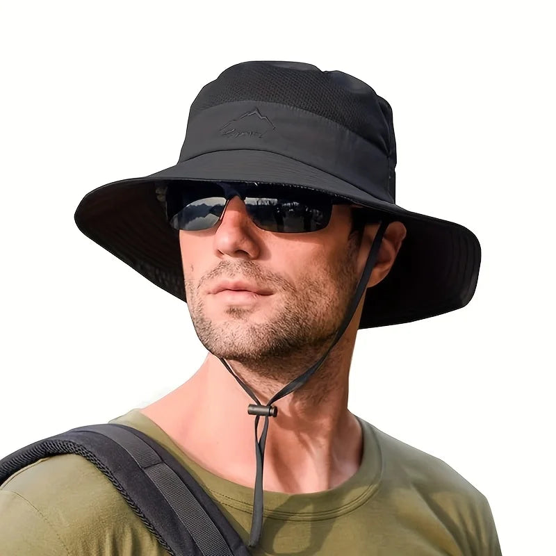 Skládací rybářský klobouk typu bucket z prodyšného polyesteru s ochranou proti UV záření