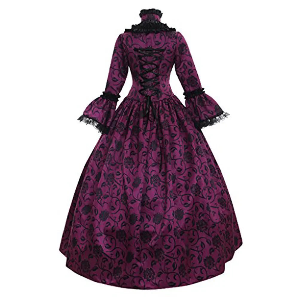 Rochie lungă gotică pentru femei, cosplay de Halloween, regină medievală, bal mascat
