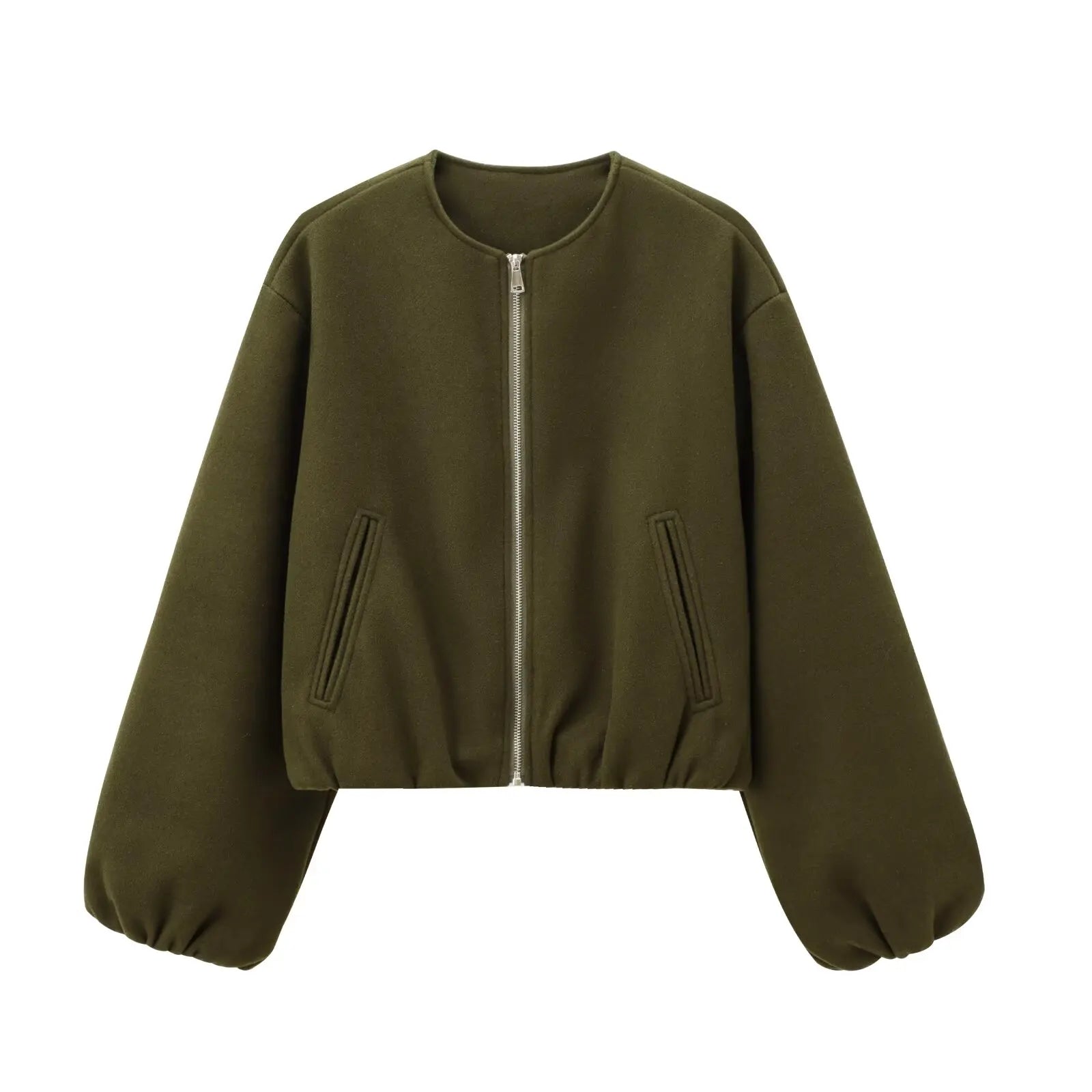 Veste Bomber Fleece à Fermeture Éclair et Coupe Courte pour Femme