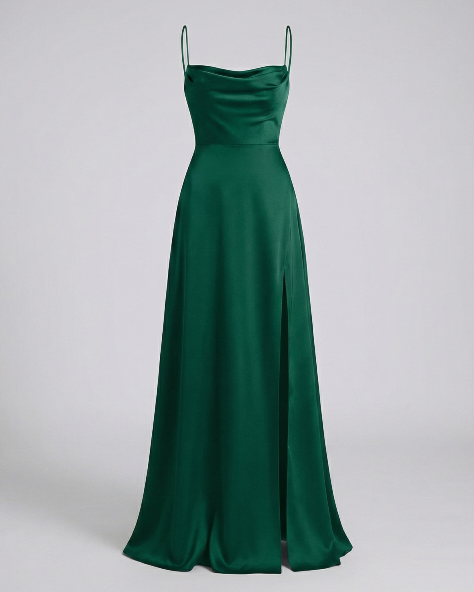 Robe longue en soie pour femme - encolure bénitier drapée - cérémonie