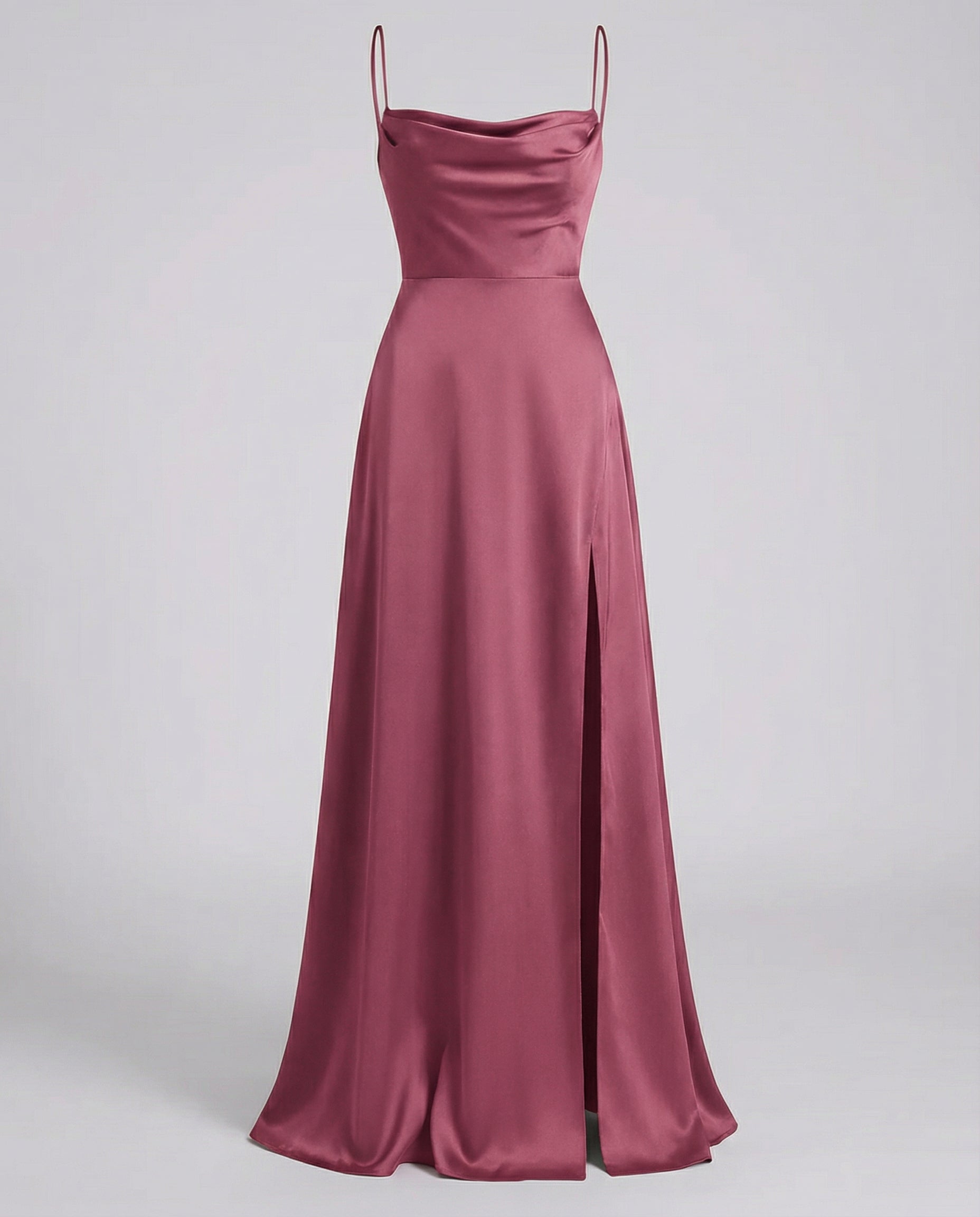 Robe longue en soie pour femme - encolure bénitier drapée - cérémonie