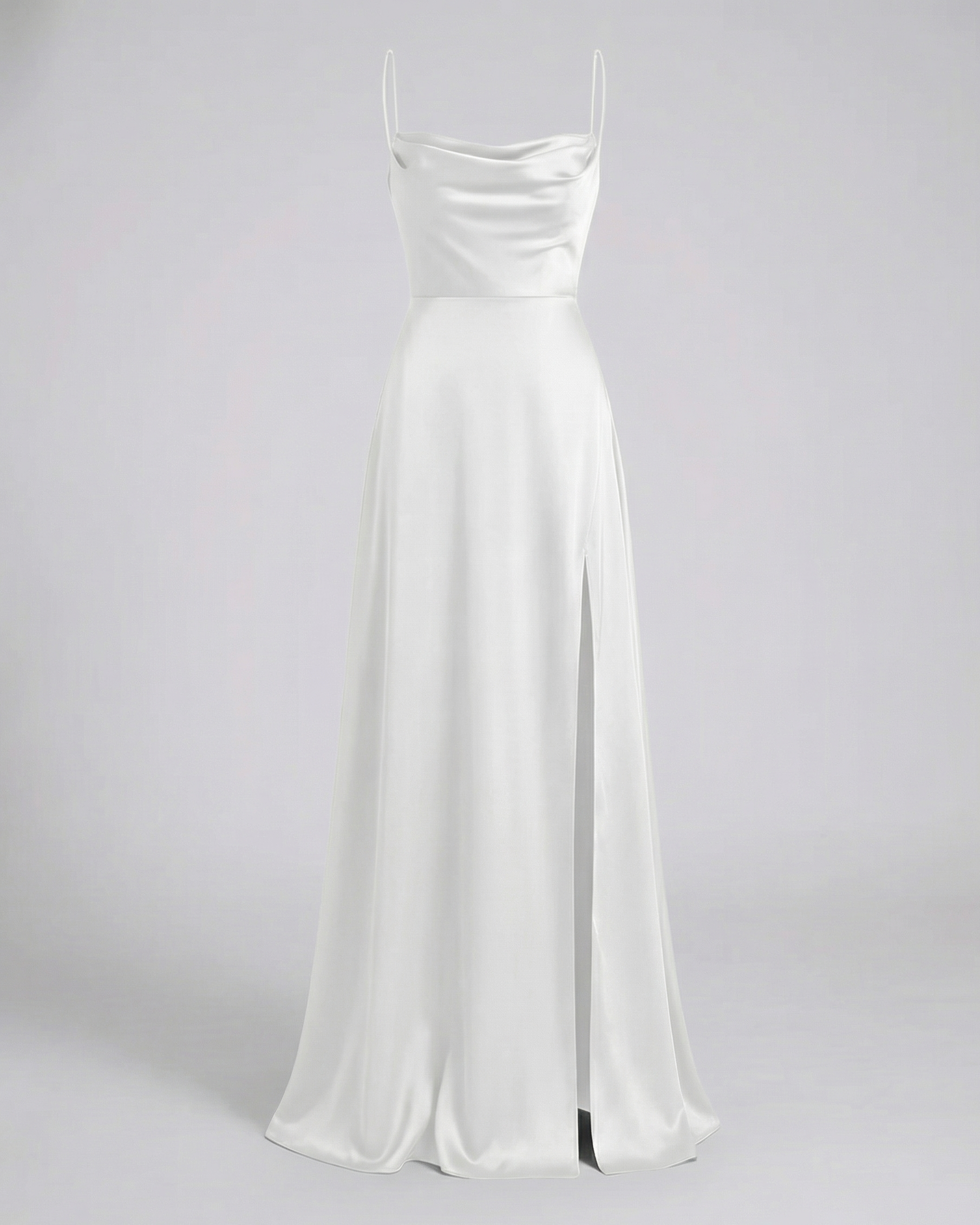Robe longue en soie pour femme - encolure bénitier drapée - cérémonie