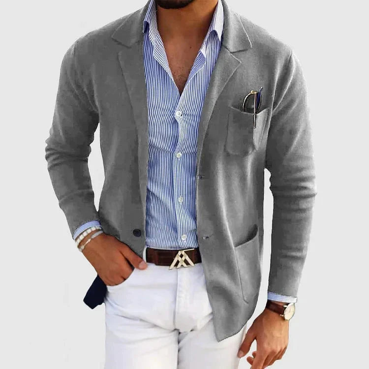 Herreblazer Professionel Krave Revers Blød Strik Elegant Hverdagsbrug