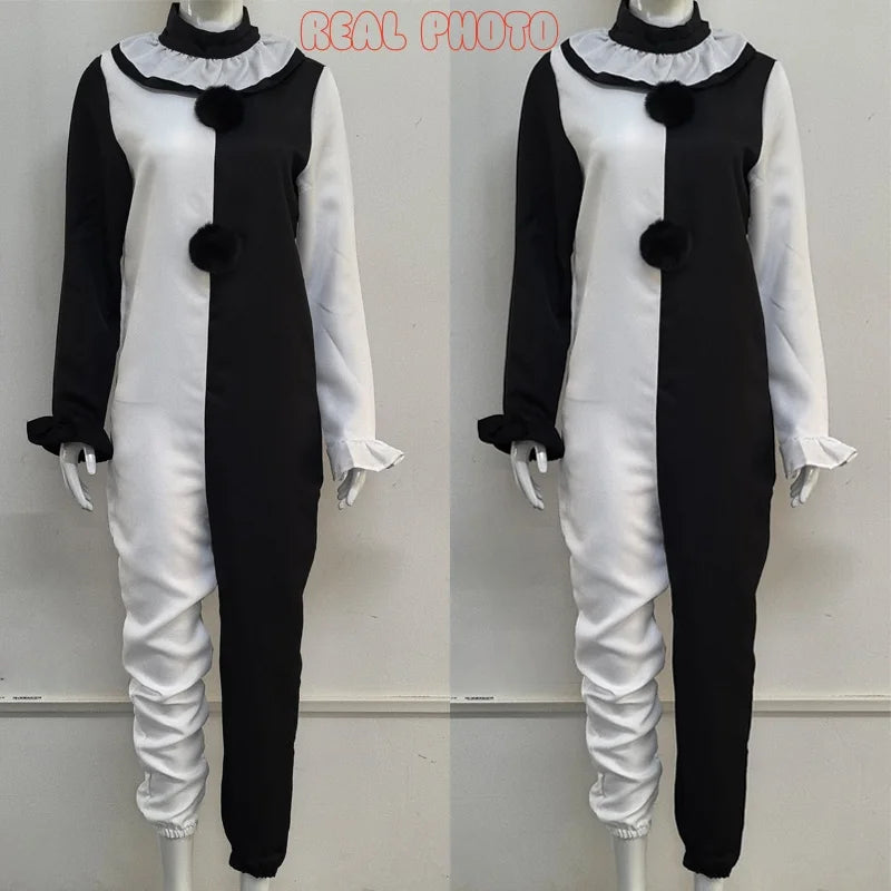 Costum mixt de clovn înfricoșător pentru Halloween, cosplay, cu mască, pentru adulți