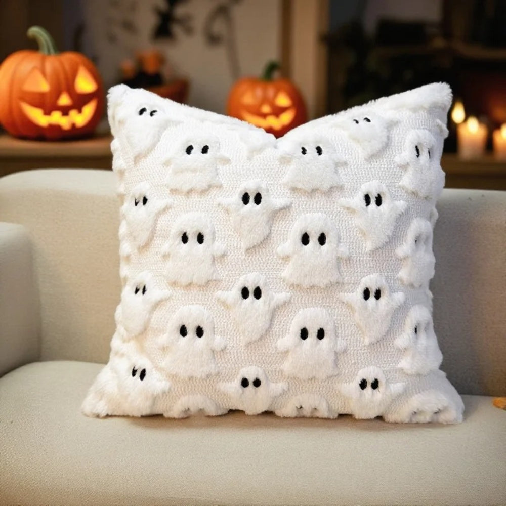 Soft Ghost Cushion Cover, Plush Halloween Living Room Decoration