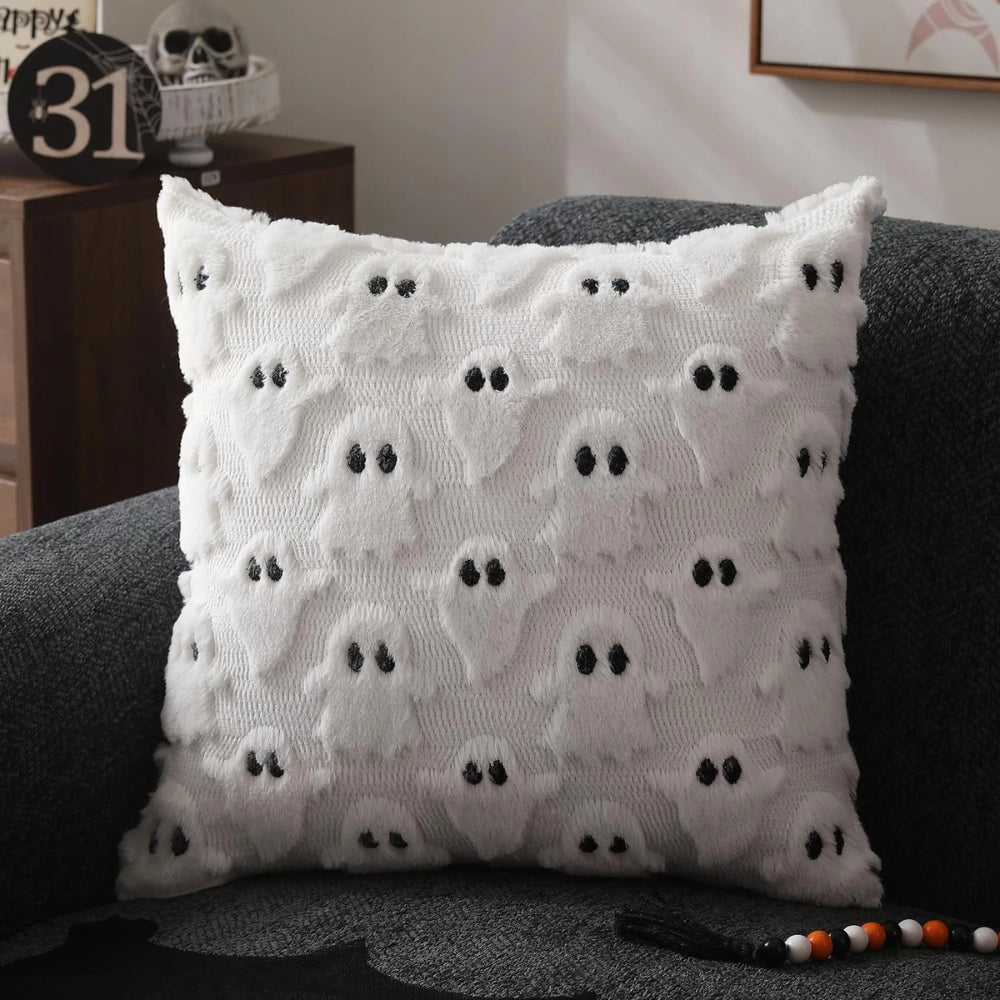 Soft Ghost Cushion Cover, Plush Halloween Living Room Decoration