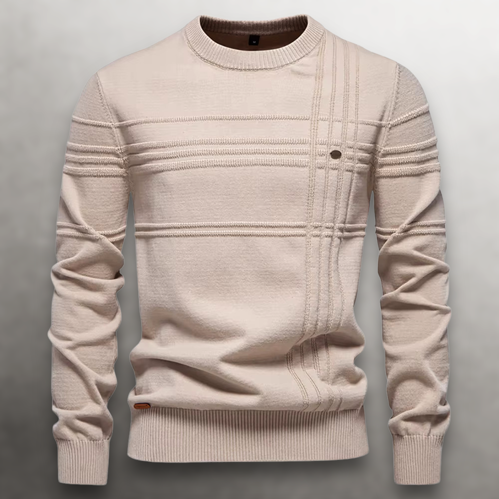 Homme Pull Quotidien Coupe Slim Tricot Côtelé Col Rond Coton Souple Chaud Léger